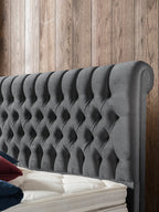 Samt Boxspringbett Dunkelgrau CHESTER