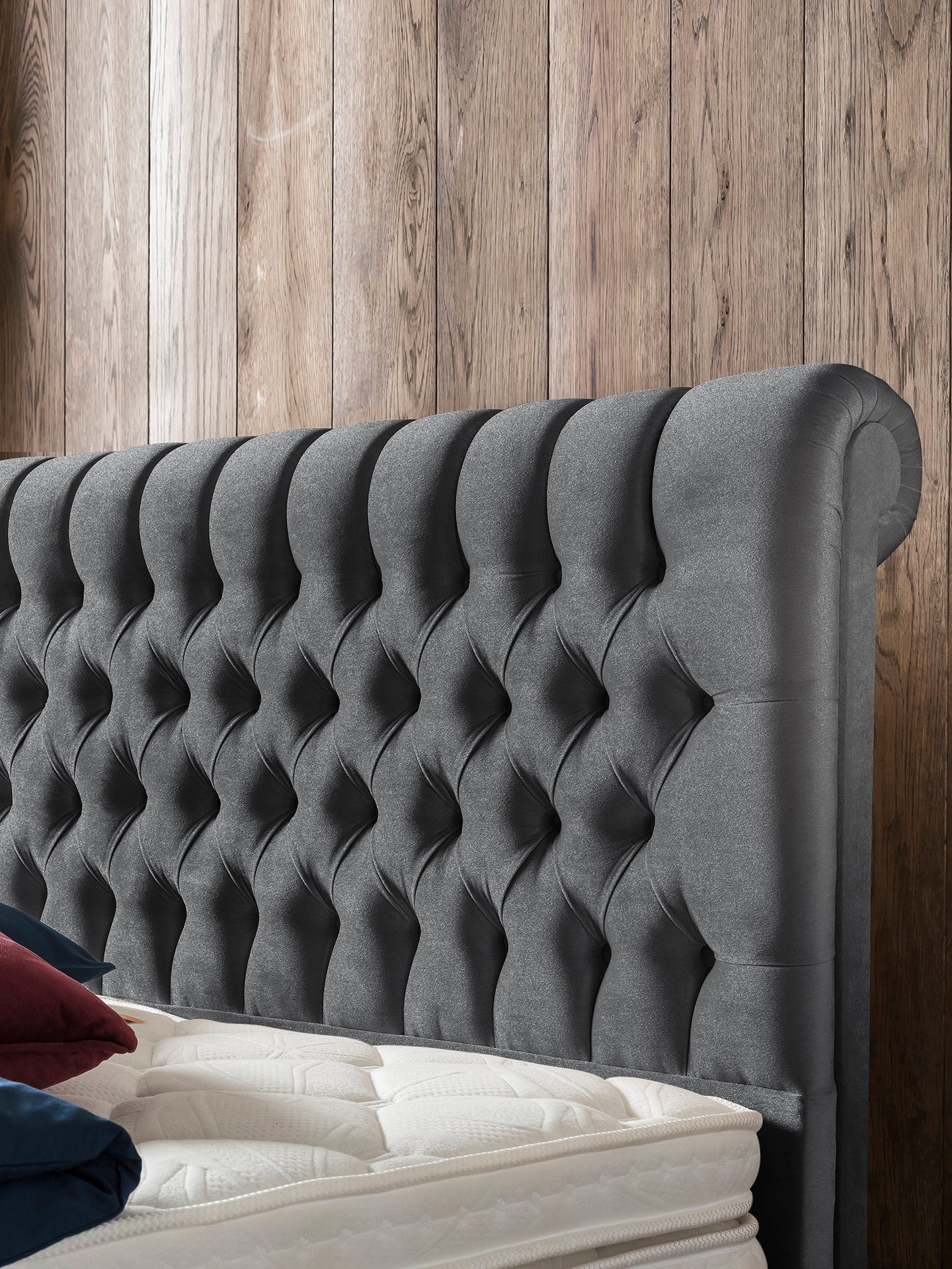 Samt Boxspringbett Dunkelgrau CHESTER