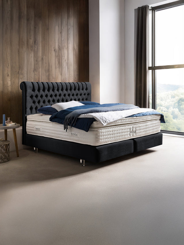 Samt Boxspringbett Schwarz CHESTER