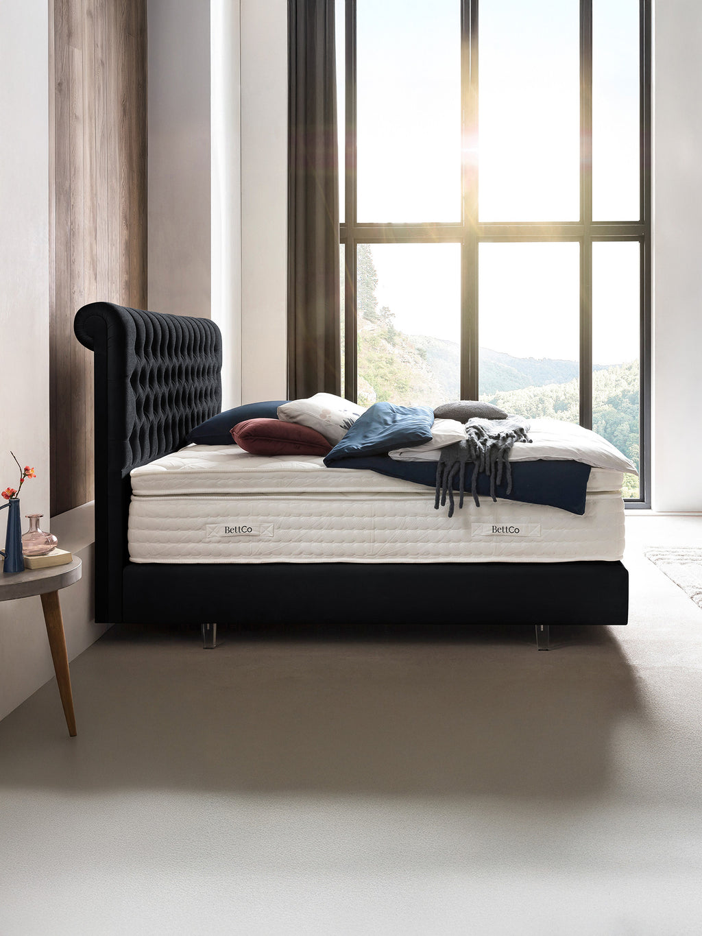 Samt Boxspringbett Schwarz CHESTER