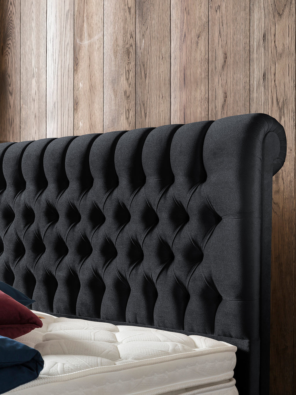 Samt Boxspringbett Schwarz CHESTER