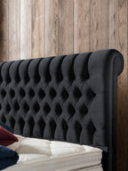 Samt Boxspringbett Schwarz CHESTER