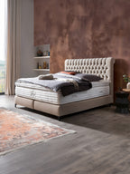 Velours Boxspringbett Creme CHESTER