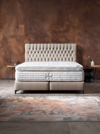 Velours Boxspringbett Creme CHESTER