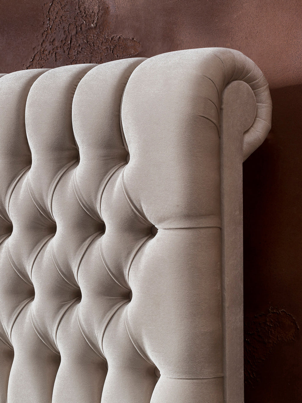 Velours Boxspringbett Creme CHESTER