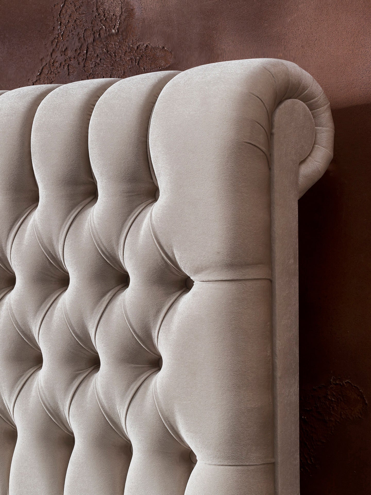 Velours Boxspringbett Creme CHESTER