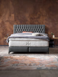Velours Boxspringbett Dunkelgrau CHESTER