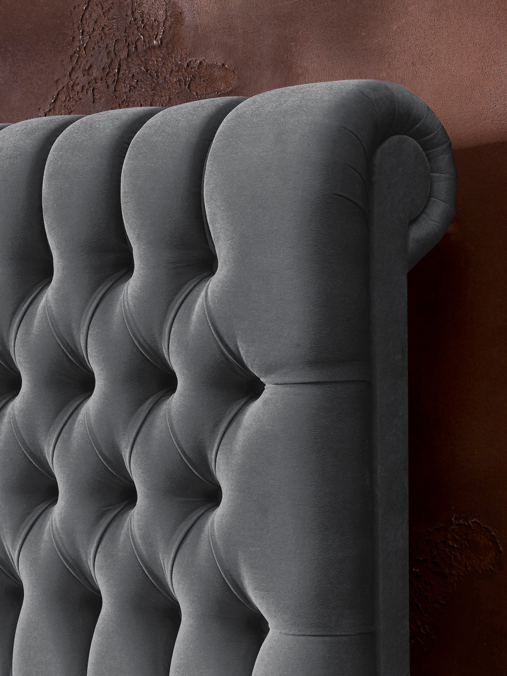 Velours Boxspringbett Dunkelgrau CHESTER