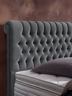 Velours Boxspringbett Dunkelgrau CHESTER