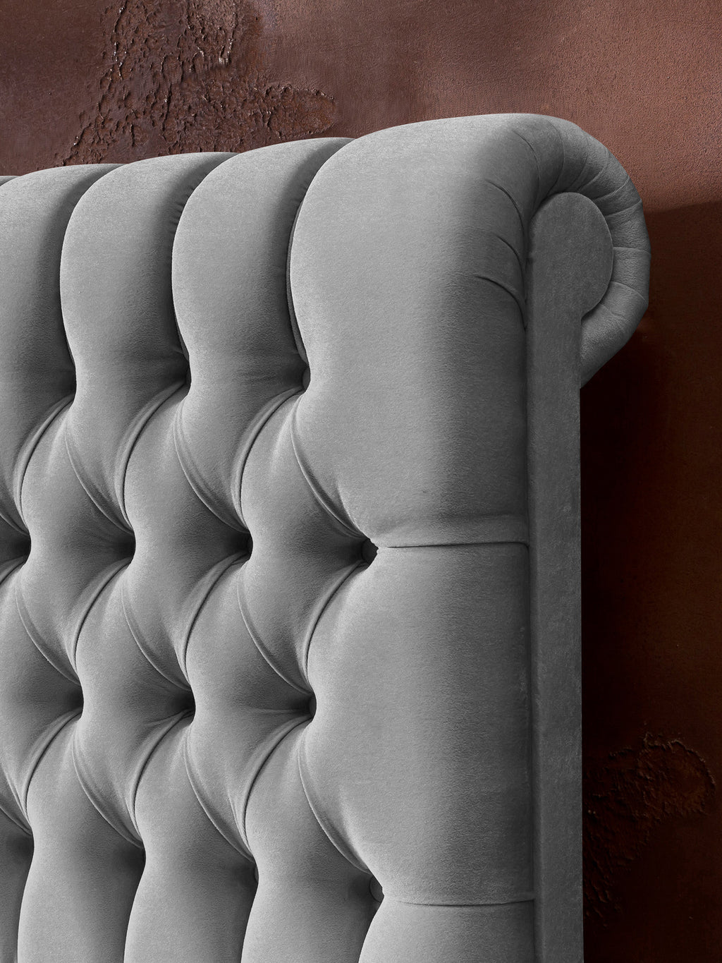 Velours Boxspringbett Grau CHESTER