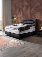 Velours Boxspringbett Schwarz CHESTER