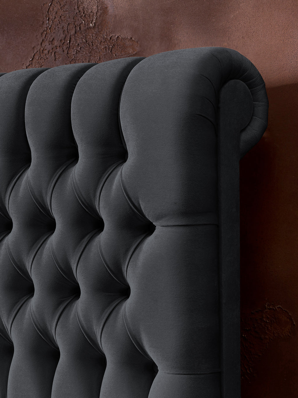 Velours Boxspringbett Schwarz CHESTER