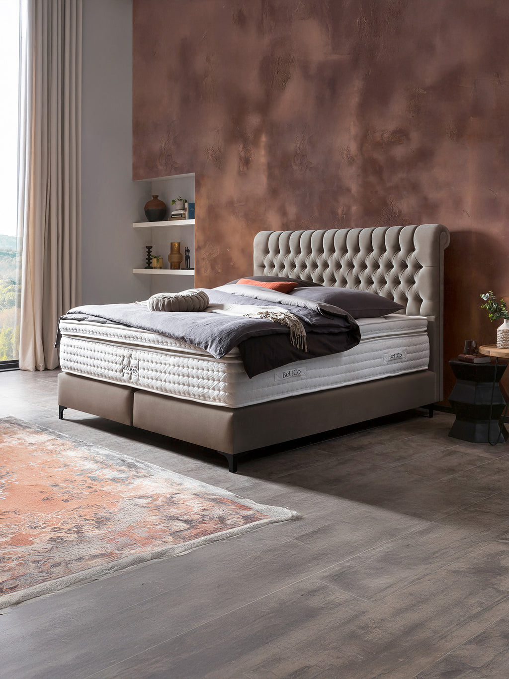 Velours Boxspringbett Taupe CHESTER