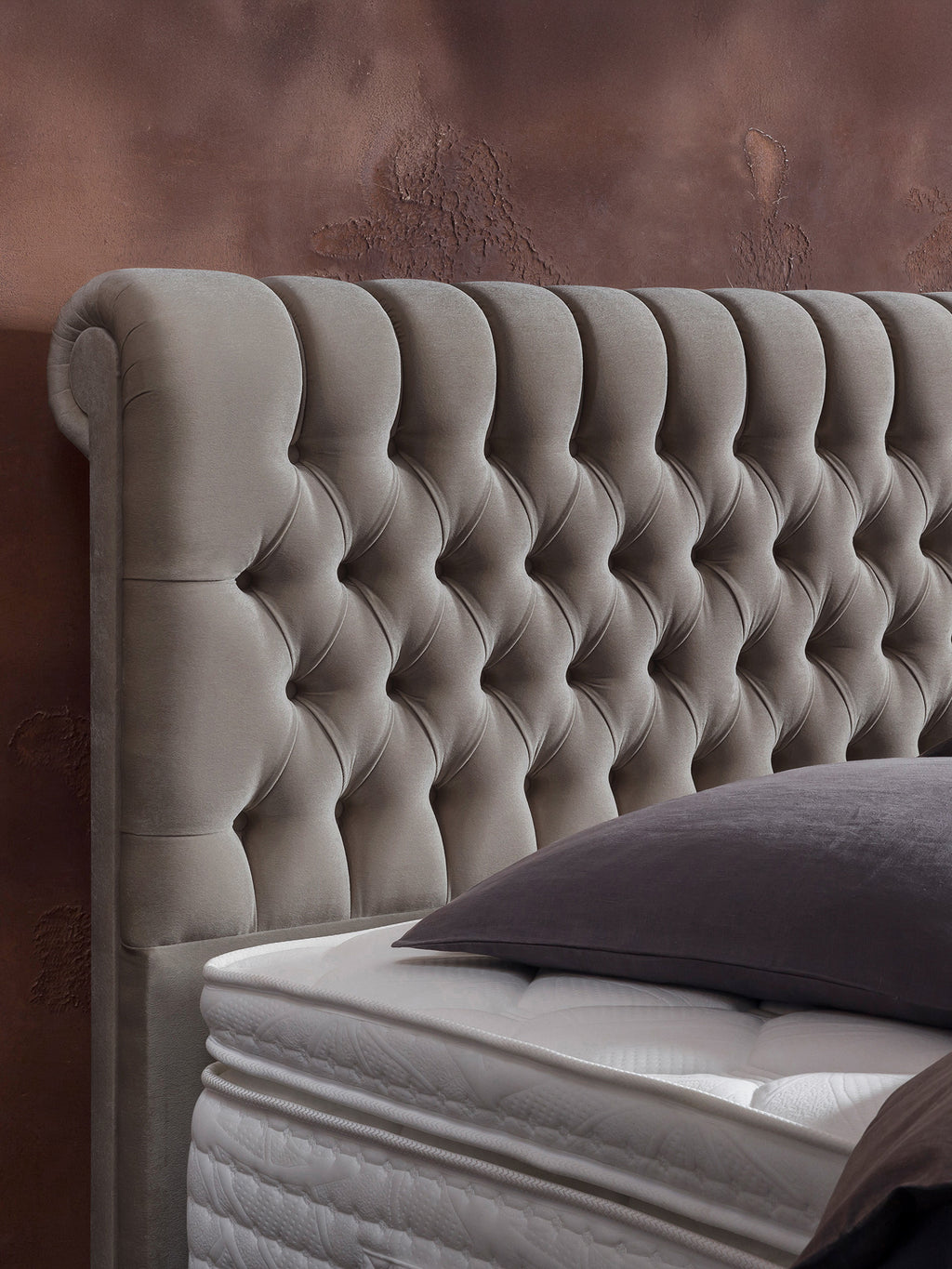 Velours Boxspringbett Taupe CHESTER