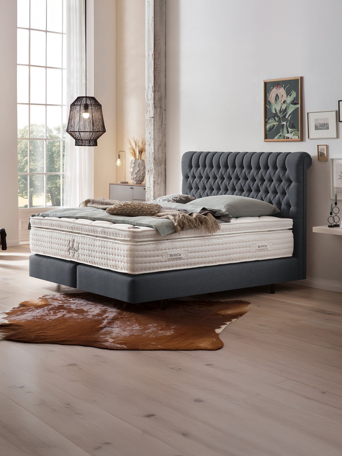 Webstoff Boxspringbett Anthrazit CHESTER