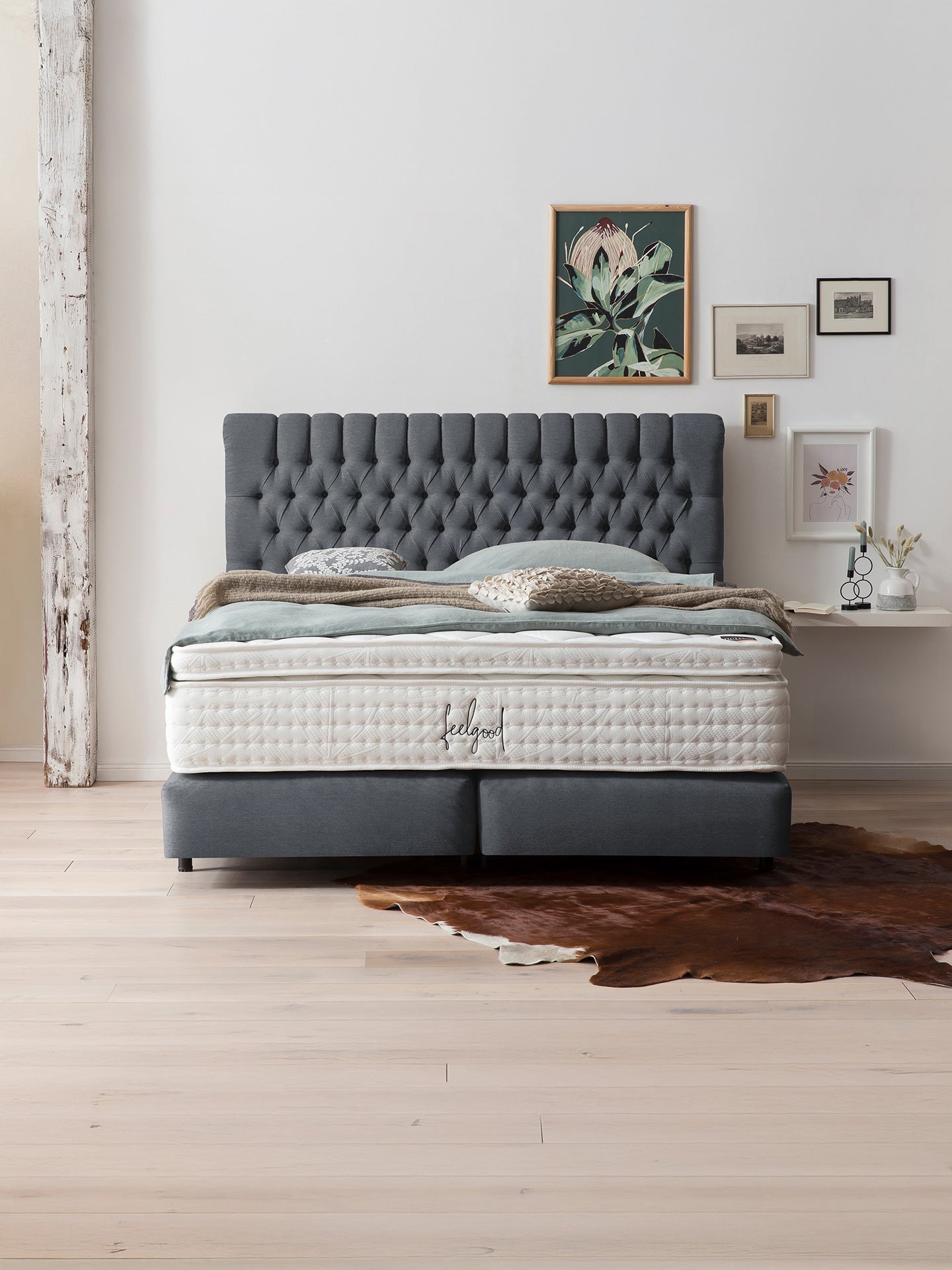 Webstoff Boxspringbett Anthrazit CHESTER