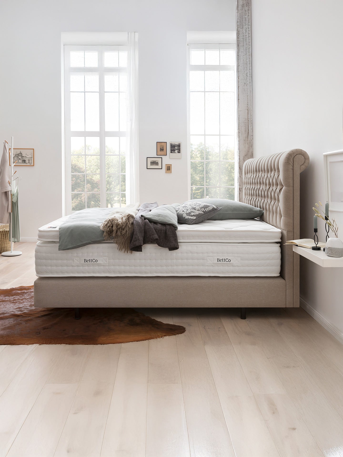 Webstoff Boxspringbett Beige CHESTER