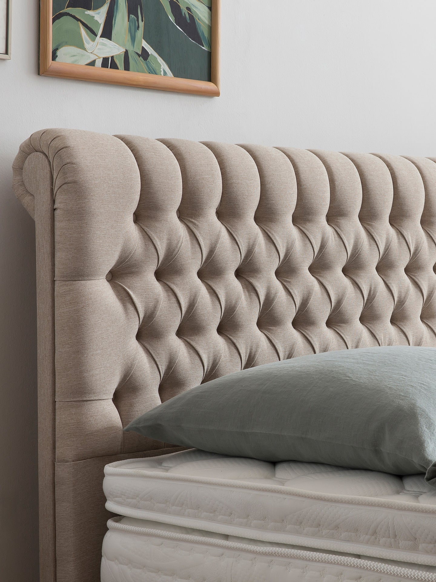 Webstoff Boxspringbett Beige CHESTER