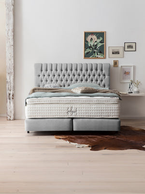 Webstoff Boxspringbett Hellgrau CHESTER