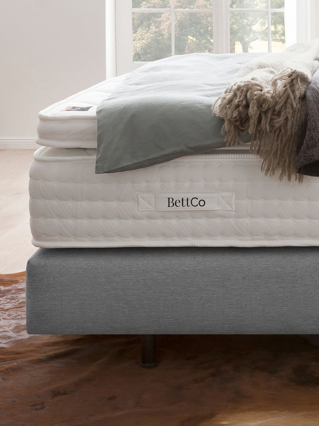 Webstoff Boxspringbett Hellgrau CHESTER