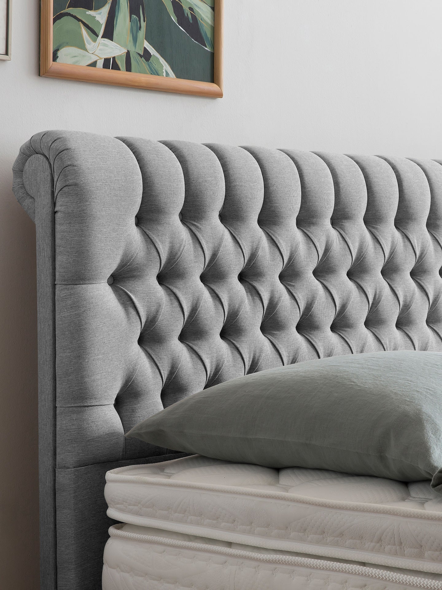 Webstoff Boxspringbett Hellgrau CHESTER