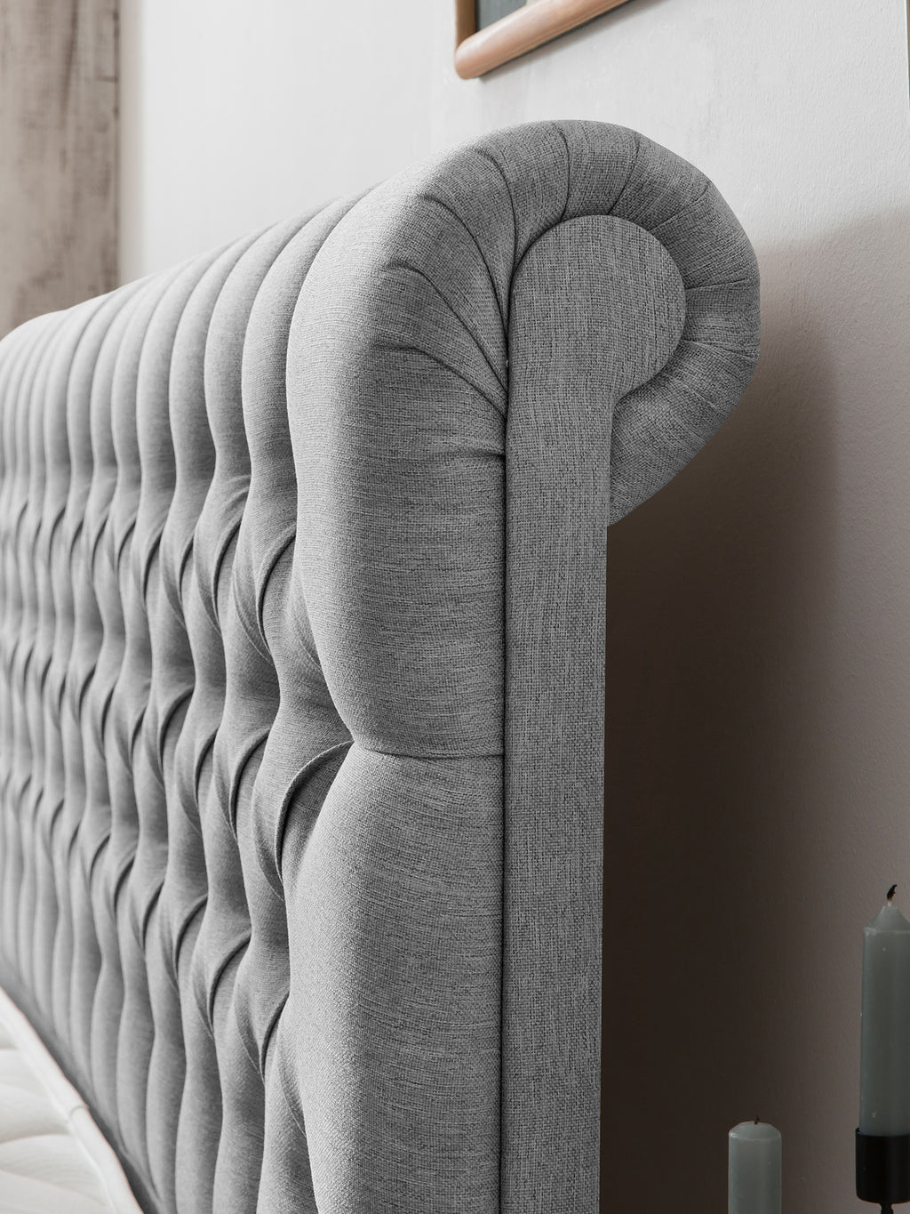 Webstoff Boxspringbett Hellgrau CHESTER