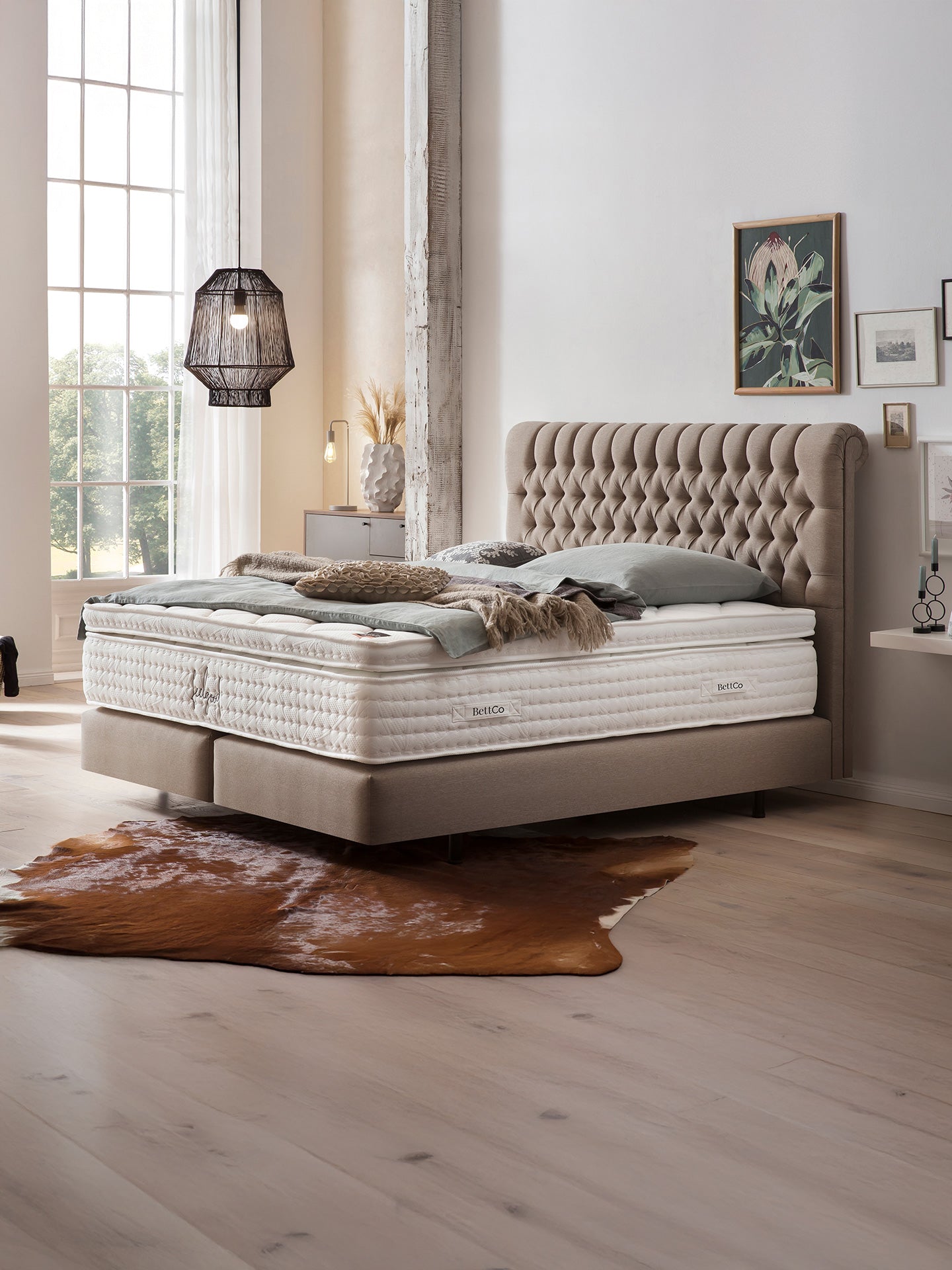 Webstoff Boxspringbett Nougat CHESTER