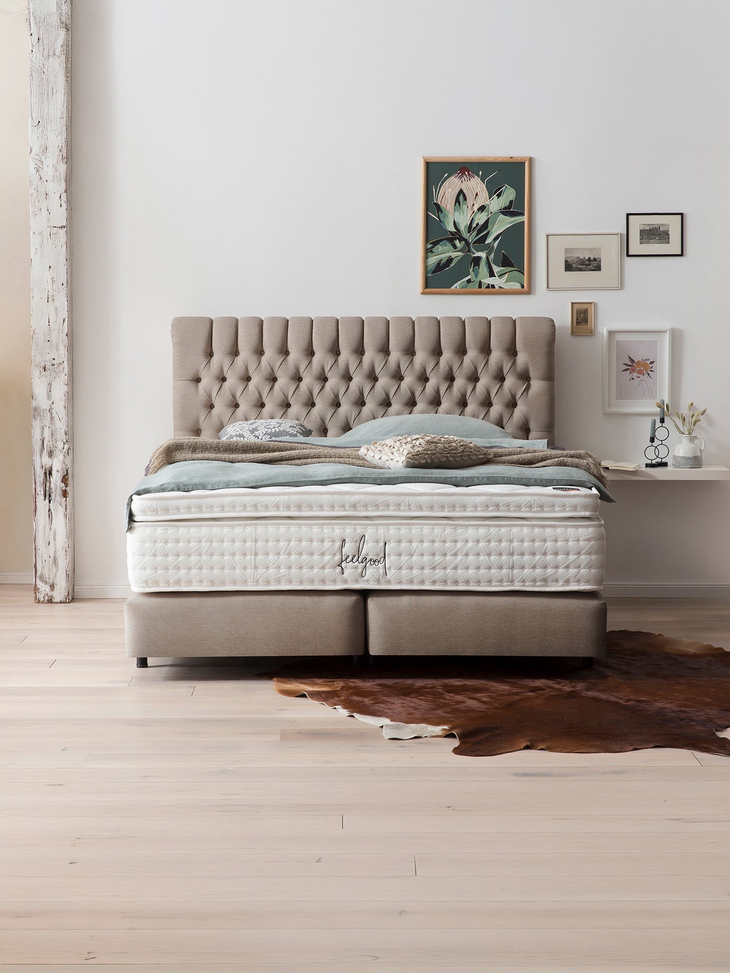 Webstoff Boxspringbett Nougat CHESTER