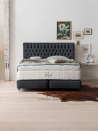 Webstoff Boxspringbett Schwarz CHESTER