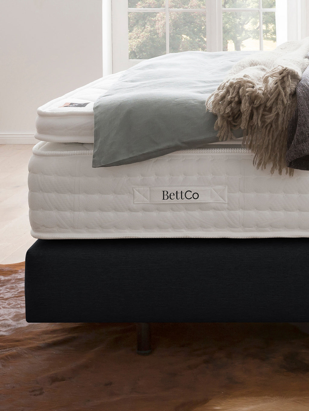 Webstoff Boxspringbett Schwarz CHESTER