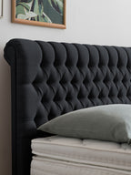 Webstoff Boxspringbett Schwarz CHESTER