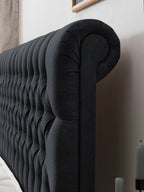 Webstoff Boxspringbett Schwarz CHESTER