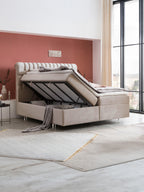Samt Boxspringbett mit Stauraum Beige CHESTER
