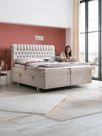 Samt Boxspringbett mit Stauraum Beige CHESTER