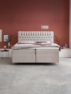 Samt Boxspringbett mit Stauraum Beige CHESTER