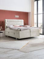 Samt Boxspringbett mit Stauraum Creme CHESTER