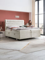 Samt Boxspringbett mit Stauraum Creme CHESTER