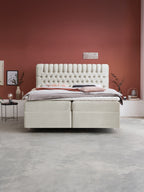 Samt Boxspringbett mit Stauraum Creme CHESTER