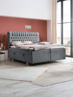 Samt Boxspringbett mit Stauraum Dunkelgrau CHESTER
