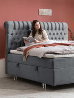 Samt Boxspringbett mit Stauraum Dunkelgrau CHESTER
