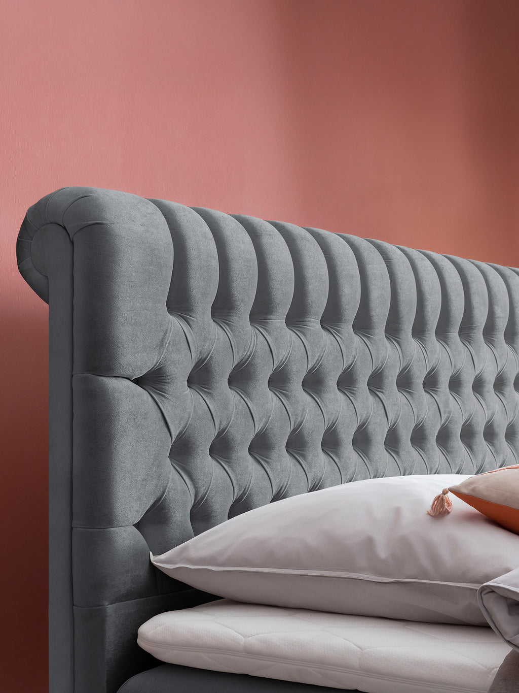 Samt Boxspringbett mit Stauraum Dunkelgrau CHESTER