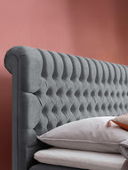 Samt Boxspringbett mit Stauraum Dunkelgrau CHESTER