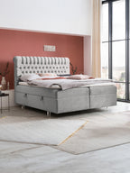 Samt Boxspringbett mit Stauraum Grau CHESTER