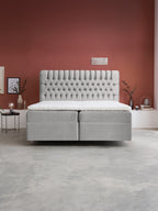 Samt Boxspringbett mit Stauraum Grau CHESTER