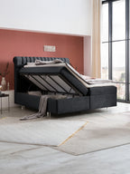 Samt Boxspringbett mit Stauraum Schwarz CHESTER