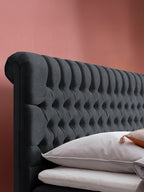 Samt Boxspringbett mit Stauraum Schwarz CHESTER