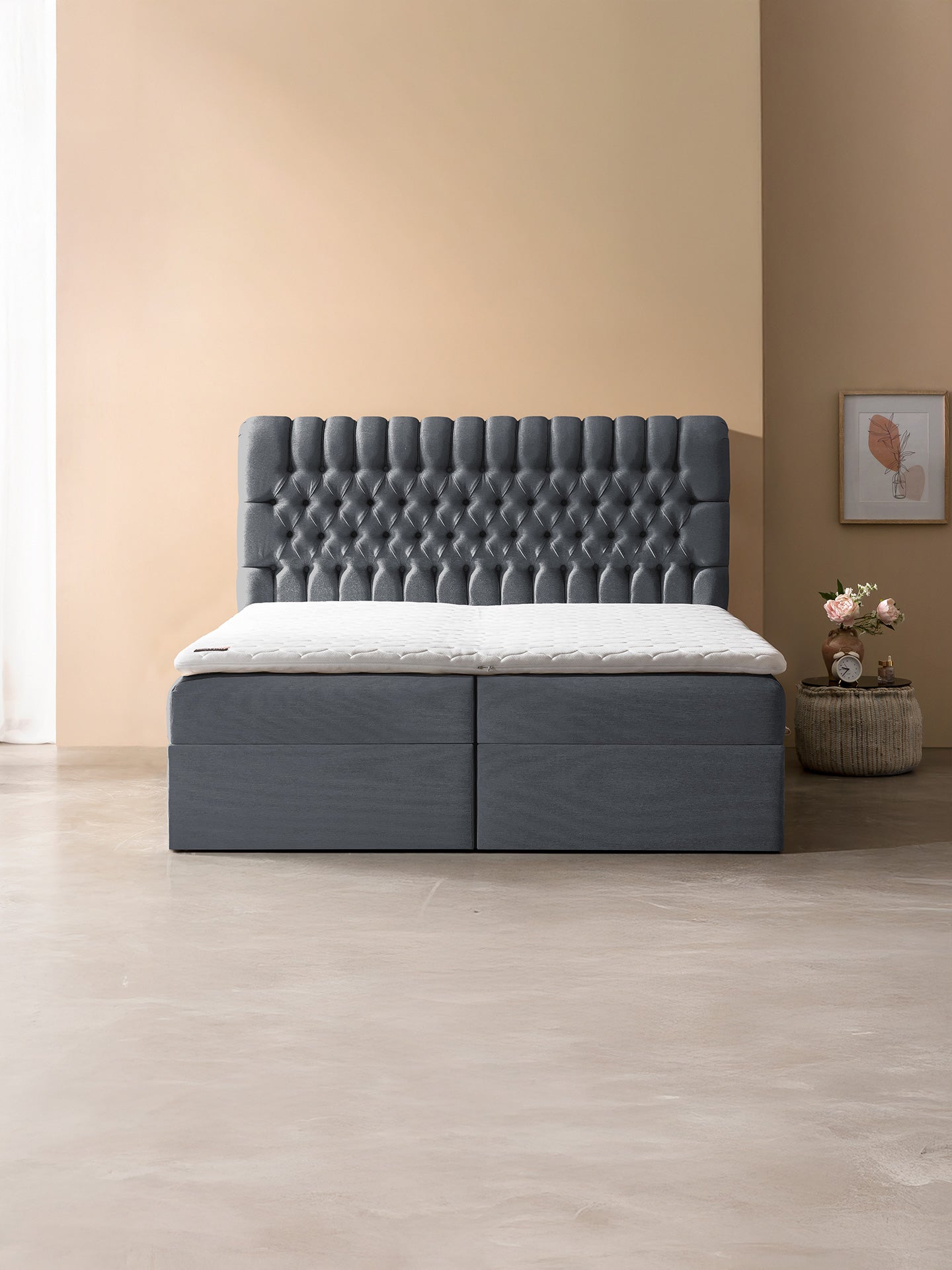 Webstoff Boxspringbett mit Stauraum Anthrazit CHESTER