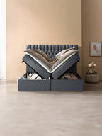 Webstoff Boxspringbett mit Stauraum Anthrazit CHESTER