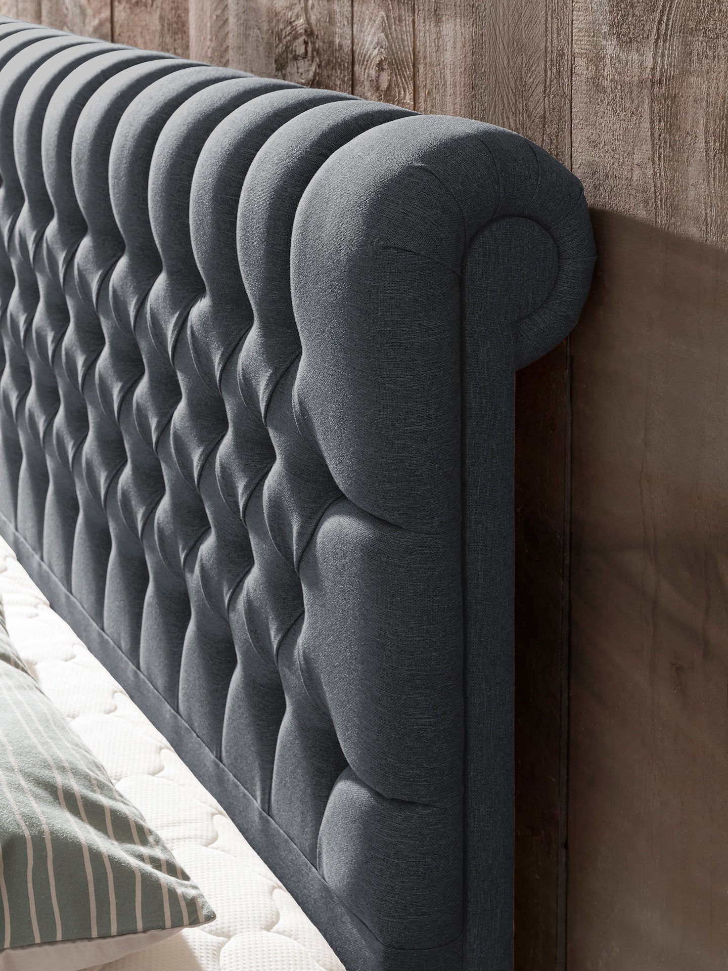 Webstoff Boxspringbett mit Stauraum Anthrazit CHESTER