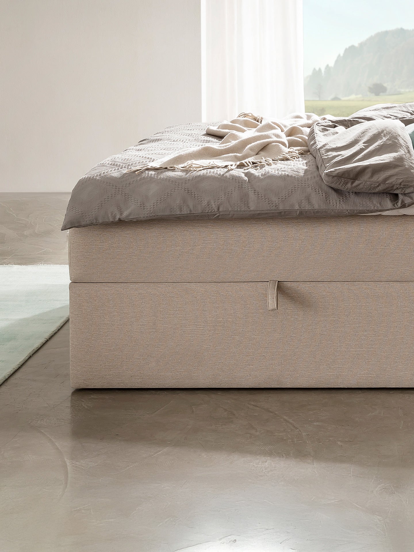 Webstoff Boxspringbett mit Stauraum Beige CHESTER
